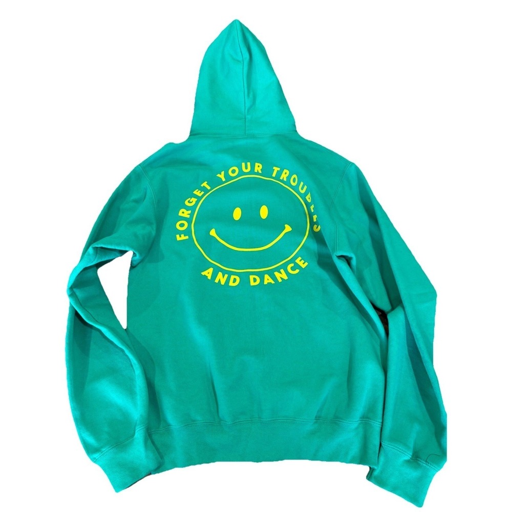 NWOT Bob Marley Green Hoodie By Fifty Six Hope Road Happy Face Positive Message